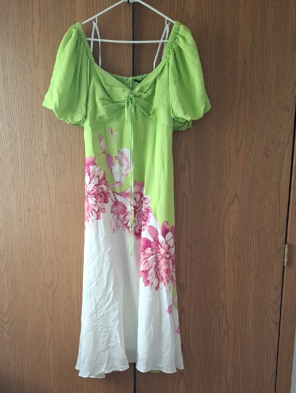 Alex Marie Lime Green and Pink Floral Maxi Dress